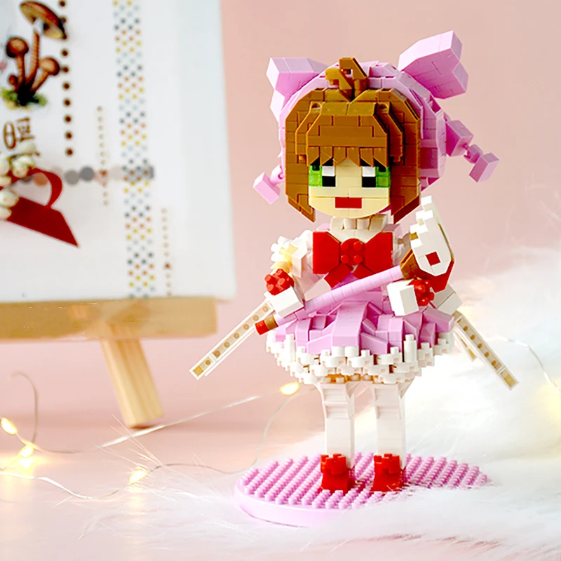 LOZ 9795 аниме карточка Captor Sakura Kinomoto девушка 3D модель 760 шт. DIY Мини Алмазные блоки