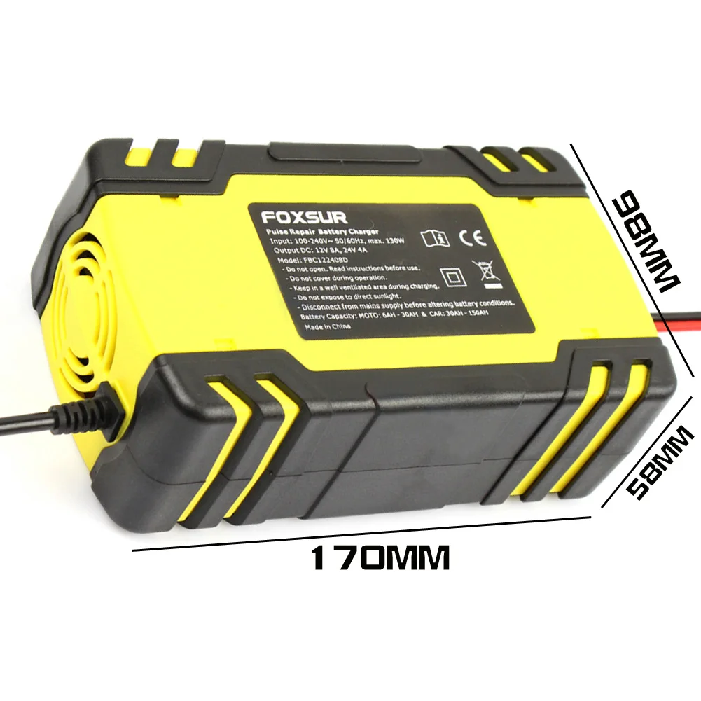 

Practical Car Battery Charger 12V/24V 8A Touch Screen Pulse Repair Fast Power Charging Wet Dry Lead Acid Digital LCD Display