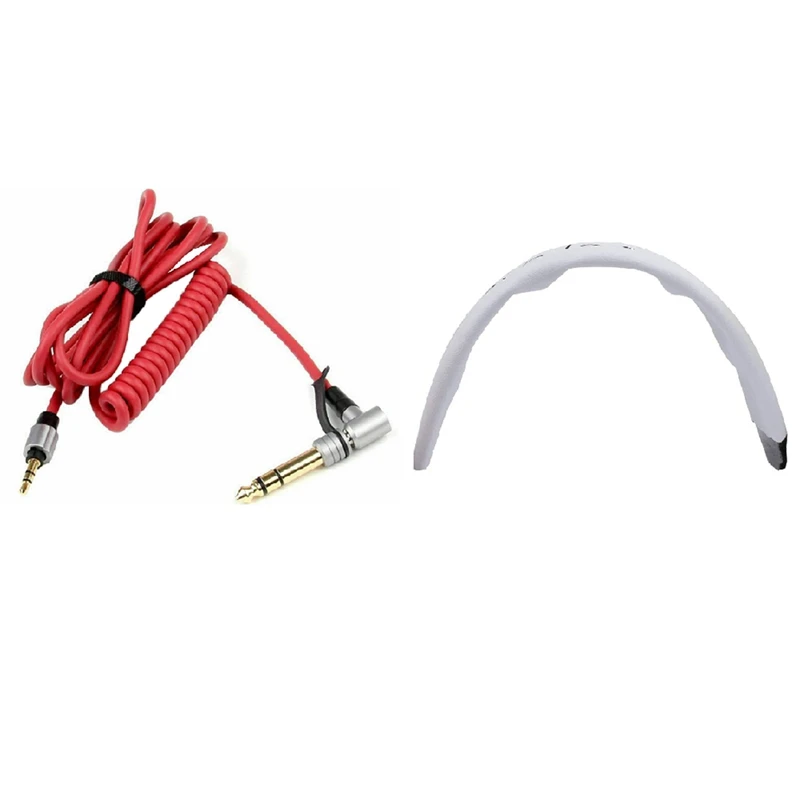 

1 Set Replacement Stereo Audio Cable Cord & 1 Pcs Headphone Headband Sponge Ear Cushion Pad Earpads