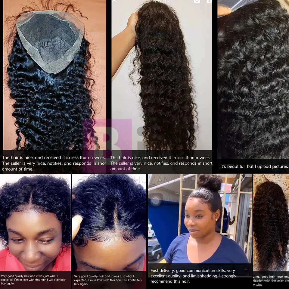 Binf бразильские волосы с глубокой волной без клея человеческие парики