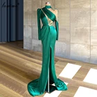 Одежда с длинным рукавом в винтажном стиле зеленый мусульманское вечернее платье 2021 сексуальные платья знаменитостей для женщин Великолепная Свадебная вечеринка платья