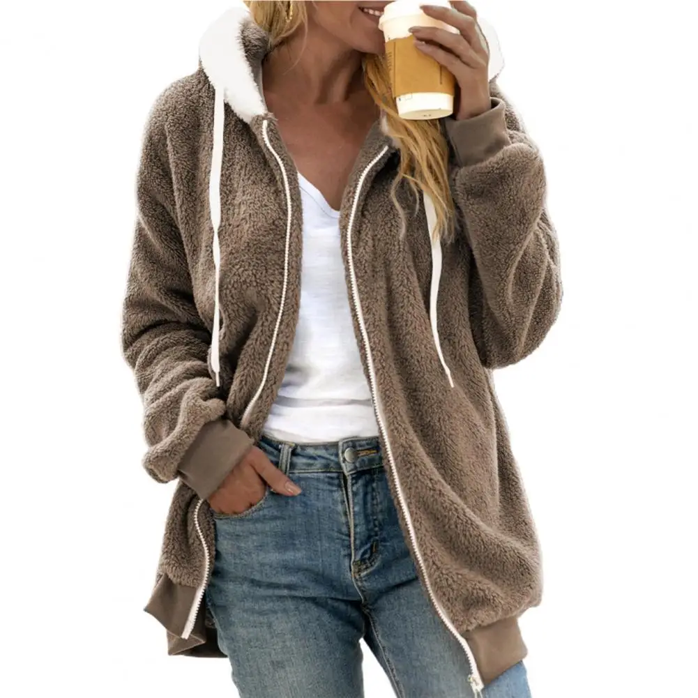 

Winter Fashion Women's Coat New Casual Hooded Zipper Ladies Clothes Cashmere Women Jacket Stitching Plaid Ladies Coats