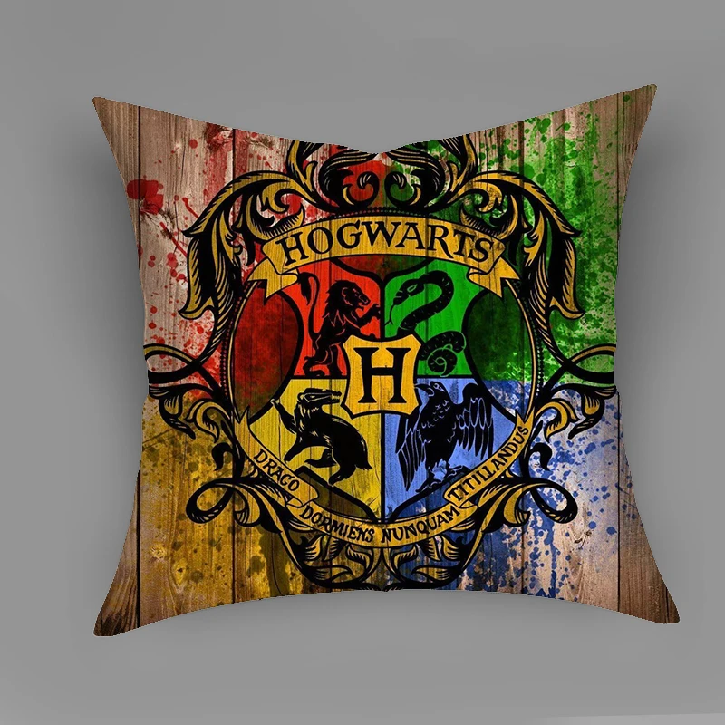 

School of Wizardry Pillow Case Classical Cartoon Style Pillow Cover Sofa 45X45 Square Cushion Cover Home Decor Throw Pillows