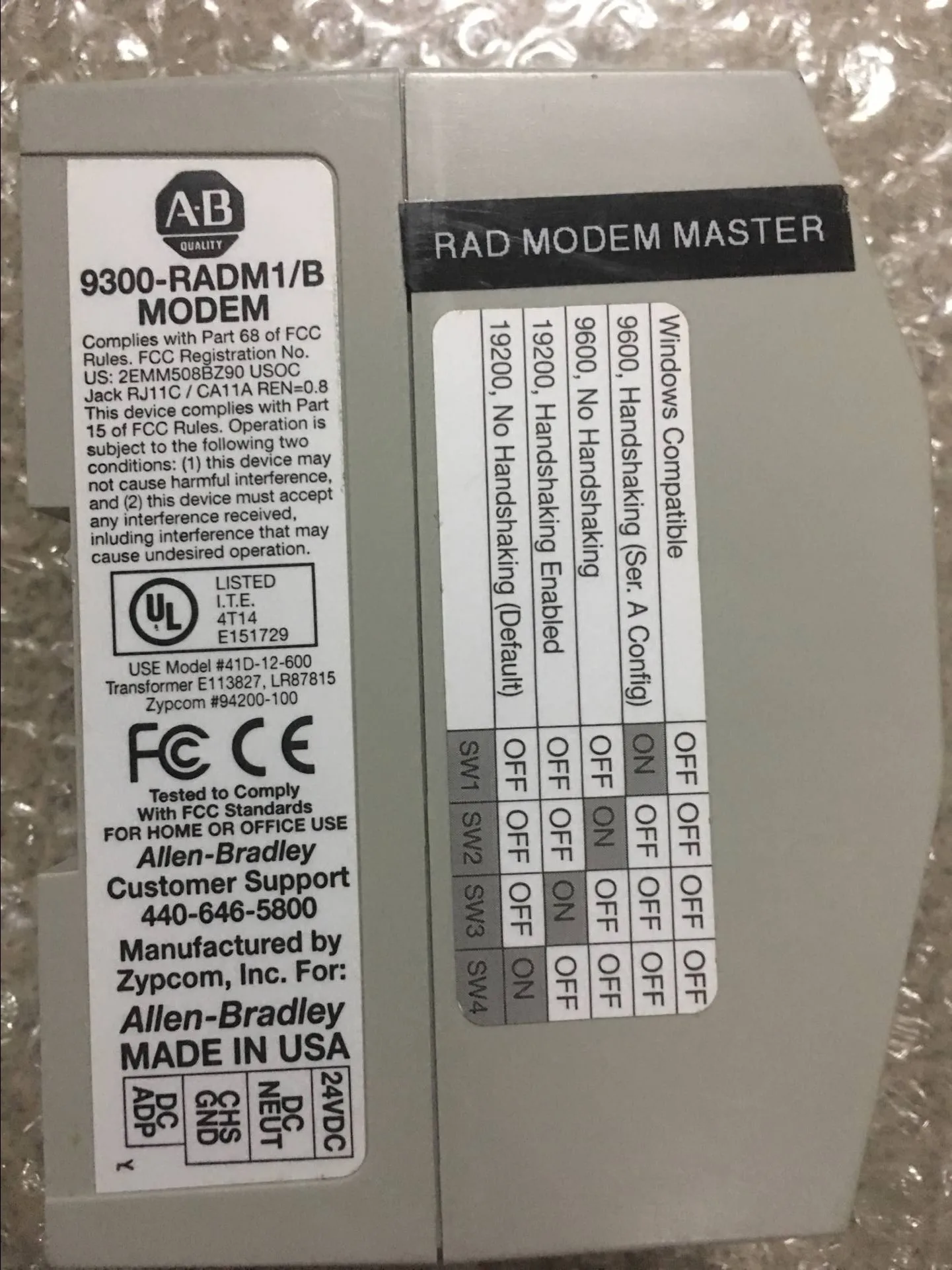 

Allen Bradley 9300-RADM1/B Remote Access Dial-In Modem Used In Good Condition