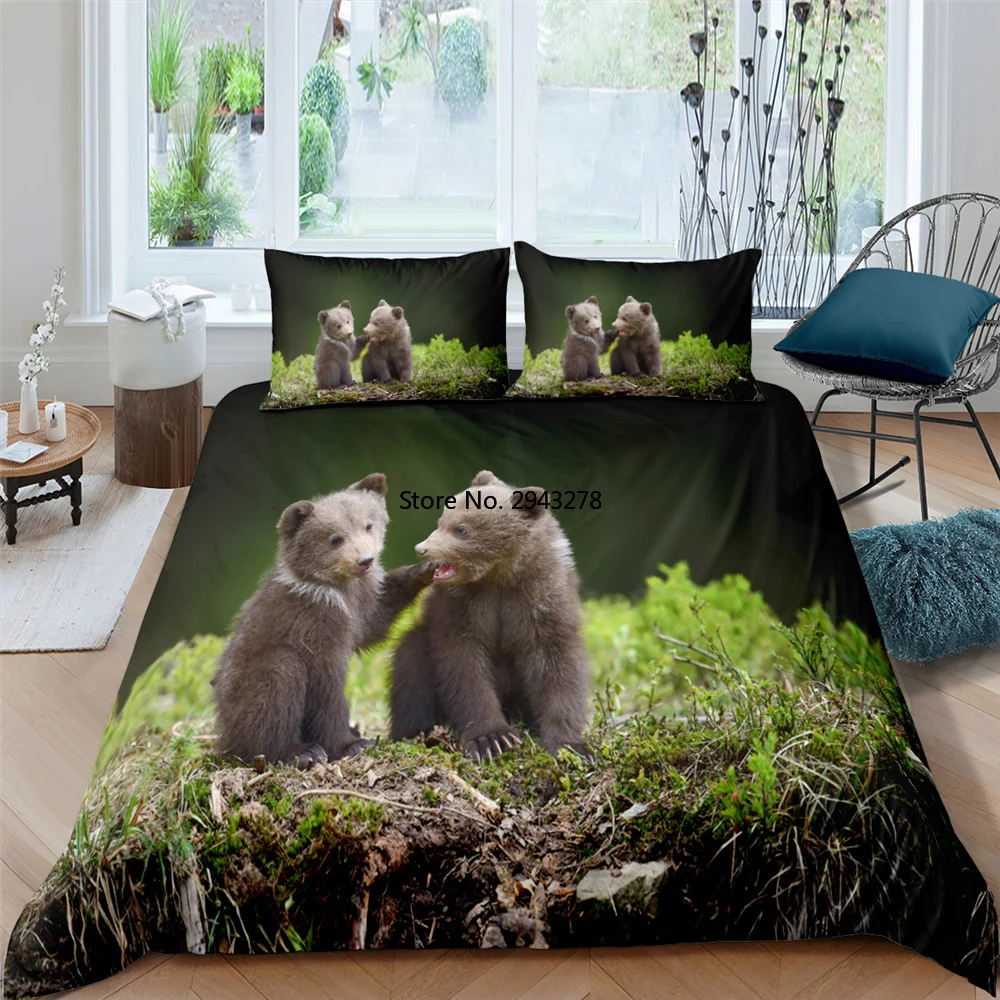 

Polar Bears Bedding Set Queen 3D Cute Cartoon Printed Duvet Cover Bedclothes 2/3pcs Home Textiles Luxury Kids Adult Bedspread