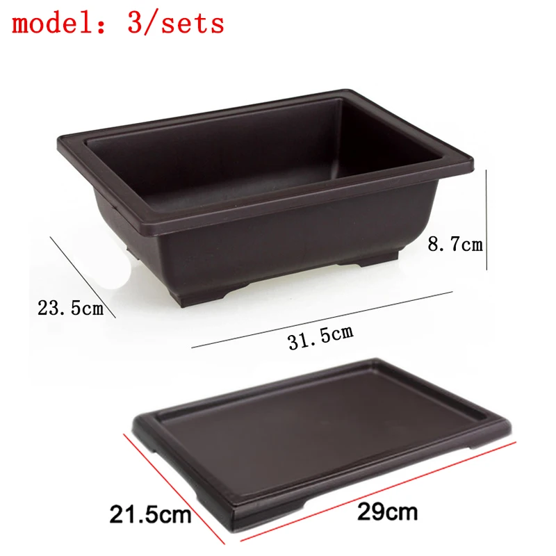 1 комплект цветочный горшок + поднос квадратный для бонсай имитация фиолетового