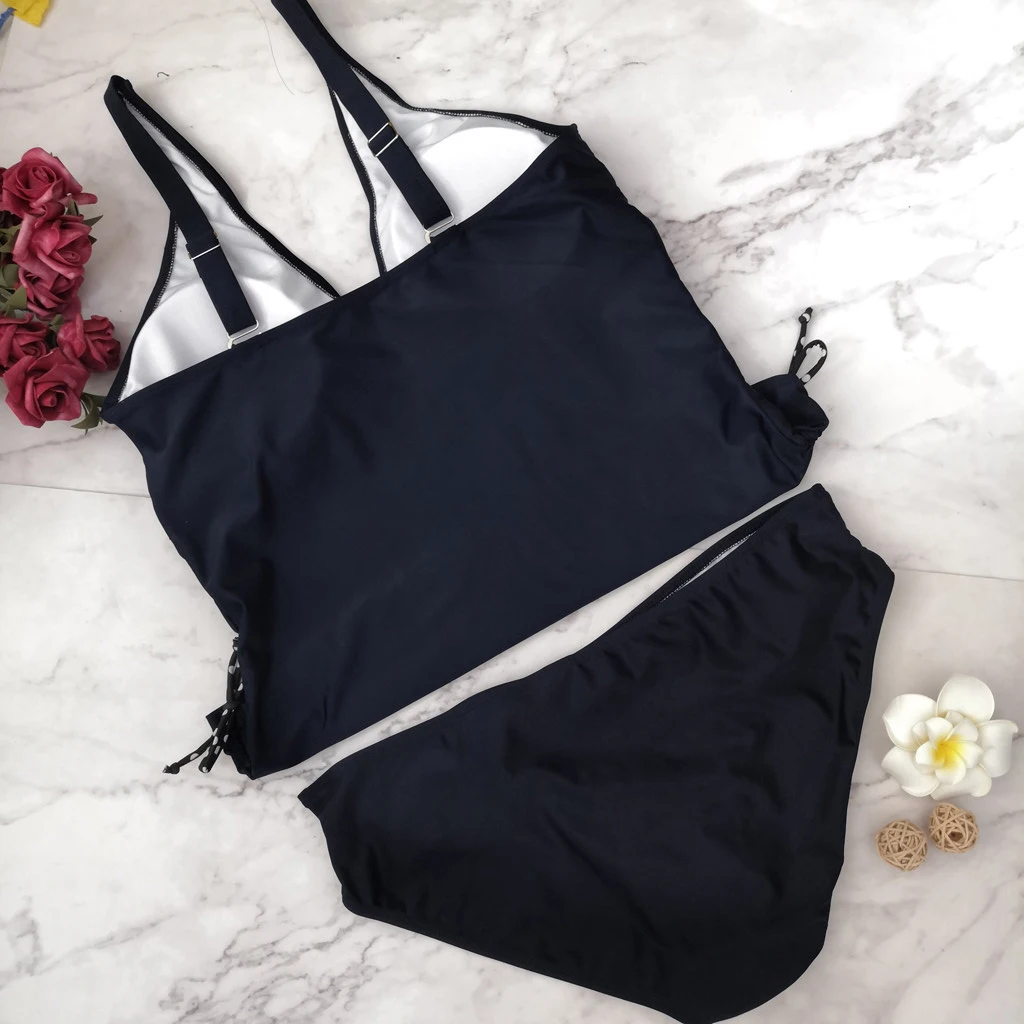 Plus Size Tankini Swimsuit Women Two Piece Large Swimwear S-5XL Big Bikini Sets Bowknot Shorts Vintage Swimming Suit | Спорт и