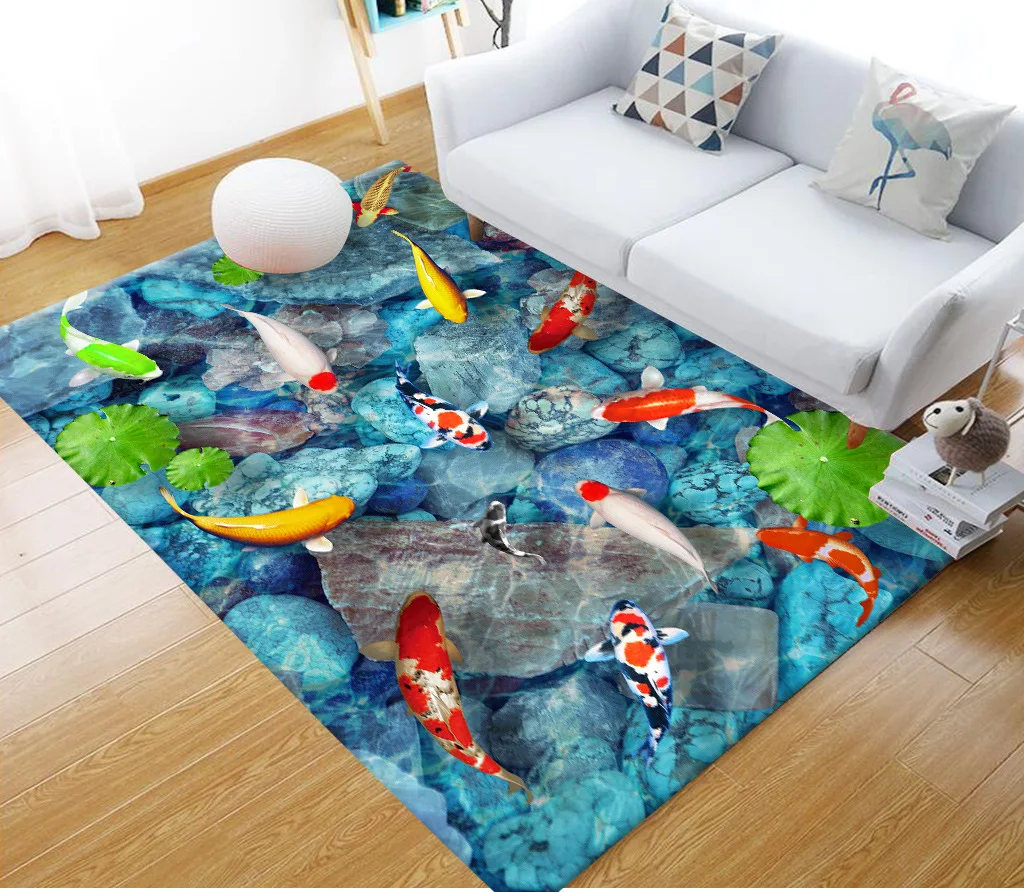 

Underwater world dolphin Square Anti-Skid Area Floor Mat 3D Rug Non-slip Mat Dining Room Living Room Soft Bedroom Carpet style-3
