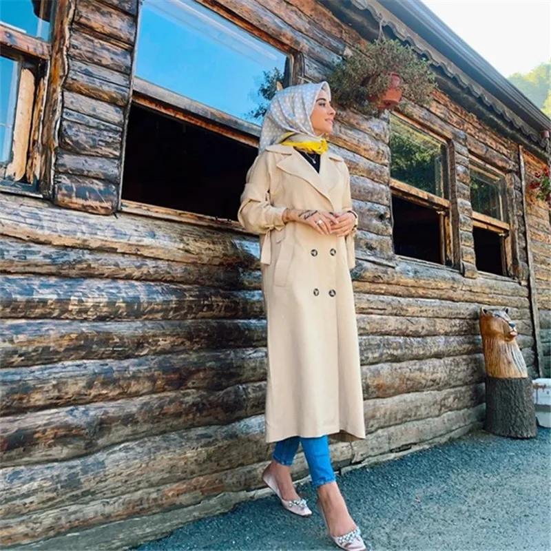 Осенне-зимний тренч для женщин на шнуровке большой размер британский стиль