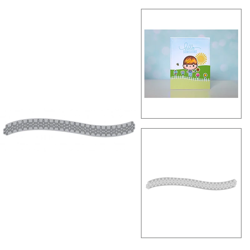 

2020 новые металлические режущие штампы для ограждения для самостоятельного изготовления волновой забора, тиснение, режущая бумага декорати...