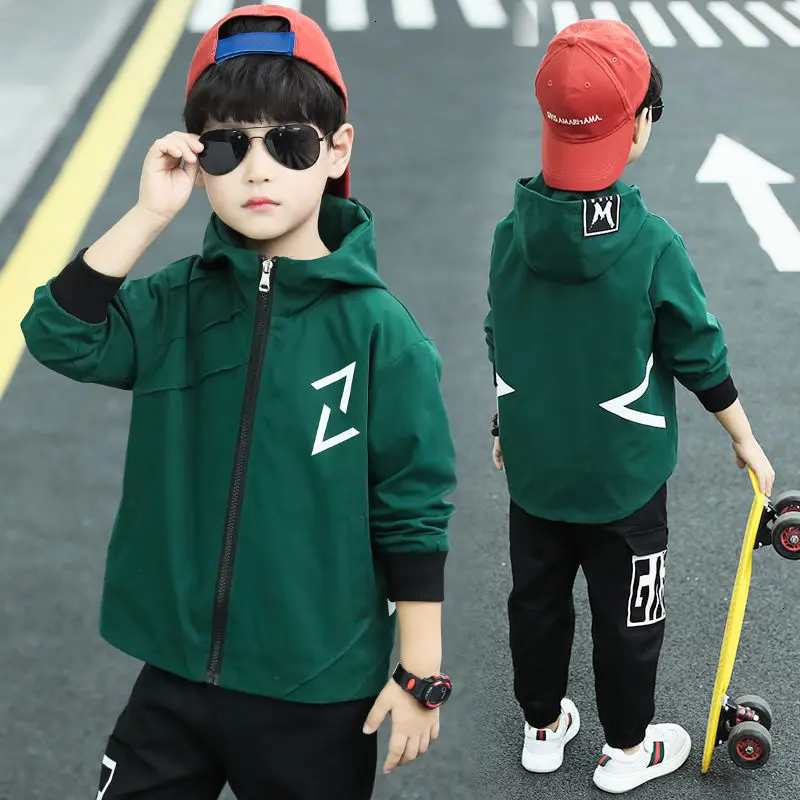 Куртки с капюшоном для мальчиков детская спортивная верхняя одежда брендовый