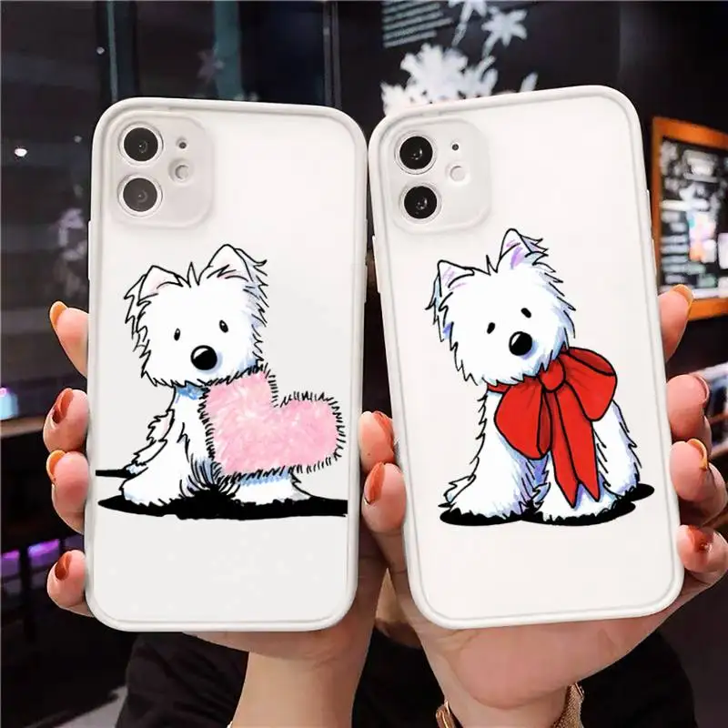 

Westie dog cite cartoon Phone Case Matte Transparent for iPhone 7 8 11 12 s mini pro X XS XR MAX Plus Clear mobile bag