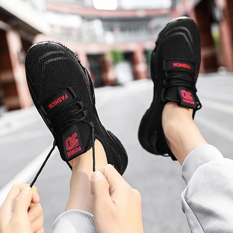 

Men's Sports Shoes Mesh Breathable Valcanized Comfortable Lace-up Casual Sneakers Stable Shock Absorption Running Shoes Summer