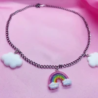 2000s accessories cloud shinyrainbow pendant necklace for women kawaii harajuku y2k necklace egirl jewelry fashion aesthetics