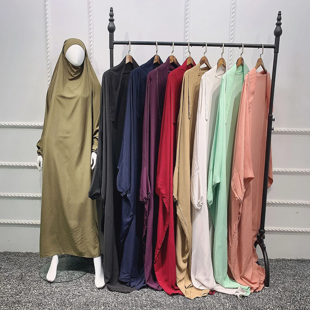

Ramadan One Piece Prayer Abaya Dress Jilbab Hijab Dresses Kaftan Hooded Robe Headcover Long Khimar Modest Islam Dubai Clothes