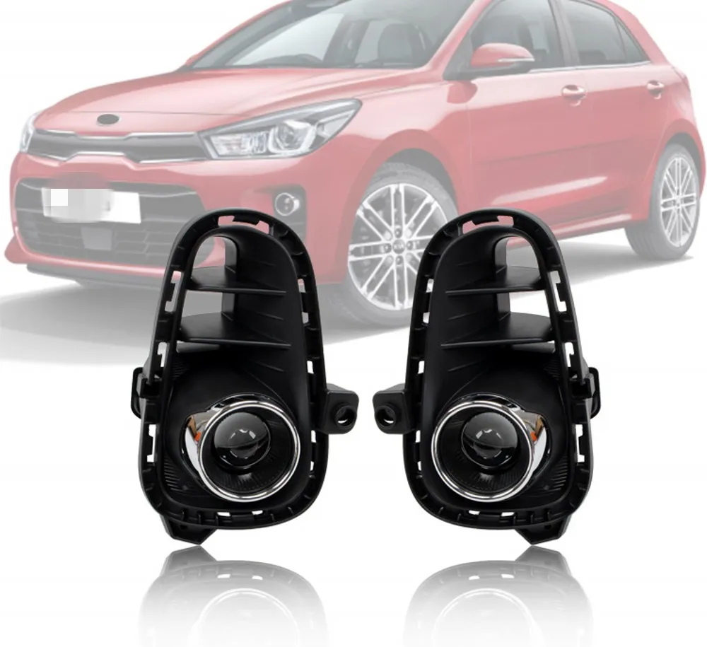

JanDeNing Front Bumper fog Light Lamp Chrome Set with Wiring & Switch For KIA RIO 2018-2019