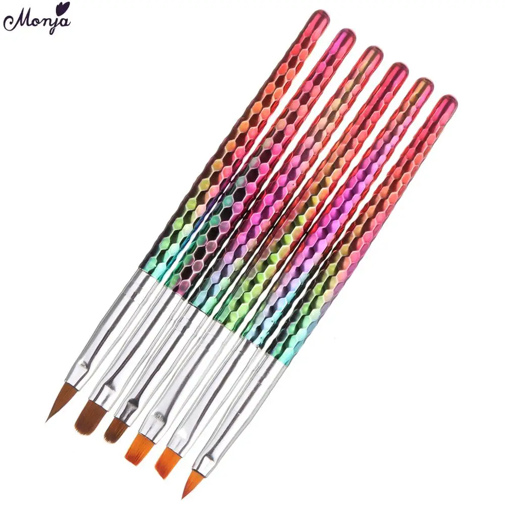 Маникюрный набор Monja 6 стильных кистей в форме Русалочки с сотовой ручкой для