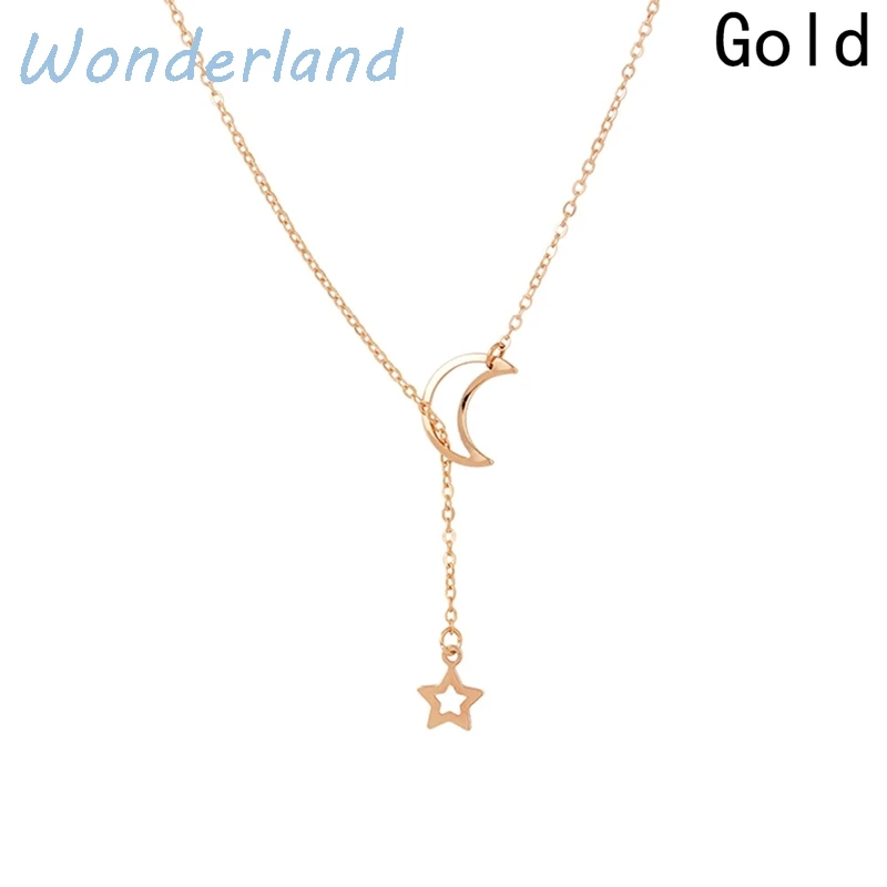 Цепочка с подвеской в виде Луны и звезды золотистого цвета 2021 | Украшения