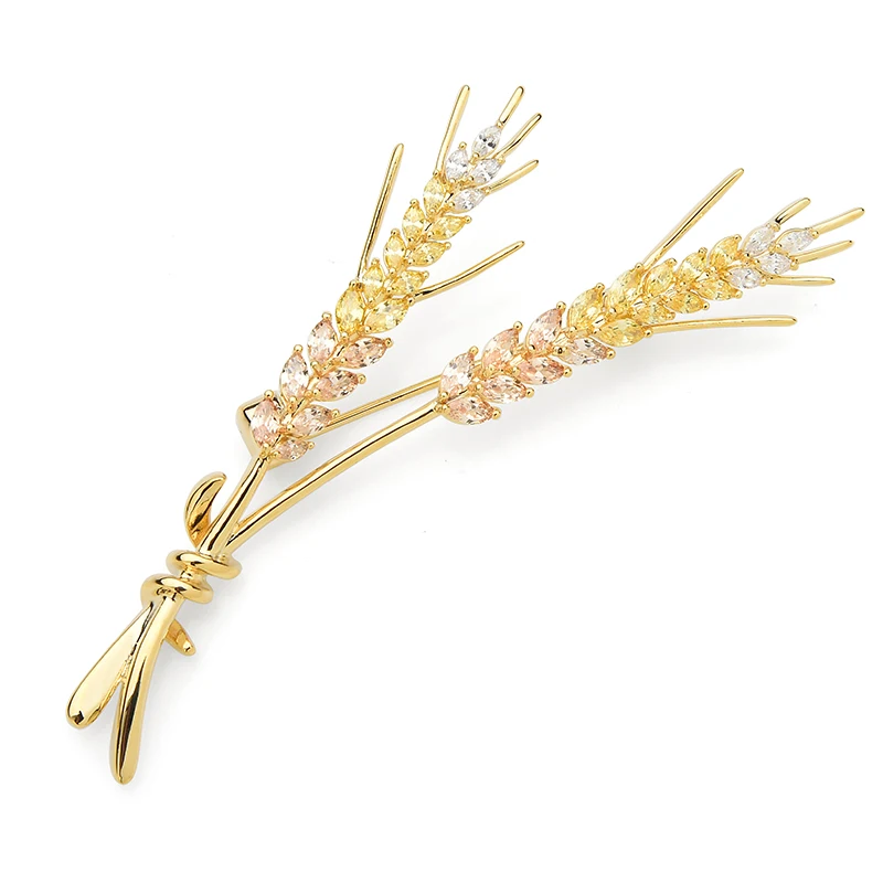 Женская/Мужская брошь в виде пшеницы Wuli &amp baby свадебная форме цветка желтого и