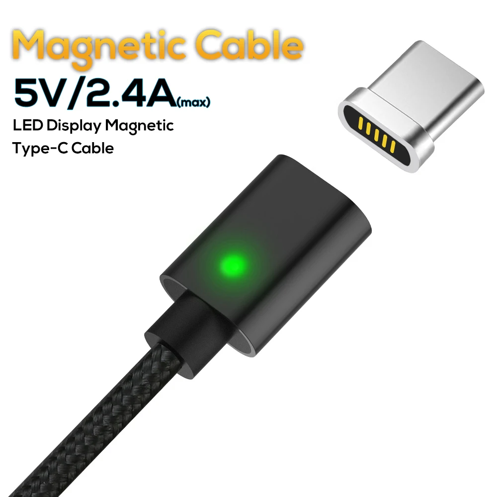 Магнитный мини USB кабель для Samsung Xiaomi Huawei Micro Type C нейлоновый Плетеный со