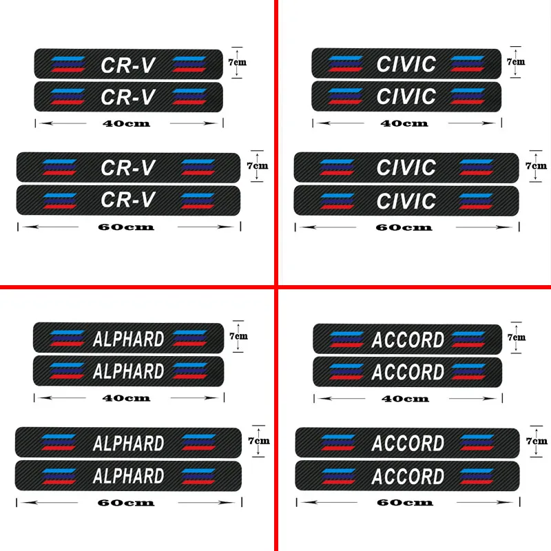 

4PCS For Honda Accord 10th Civic 10th CR-V HR-V Vezel Jazz Fit Jade Car Protector Door Sill Stickers Accessories