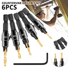 Набор сверл для зенковки по дереву, 5 размеров #5 #6 #8 #10 #12, конические сверла из быстрорежущей стали для деревообработки с 1 шестигранным ключом, регулировка глубины, 5 шт.