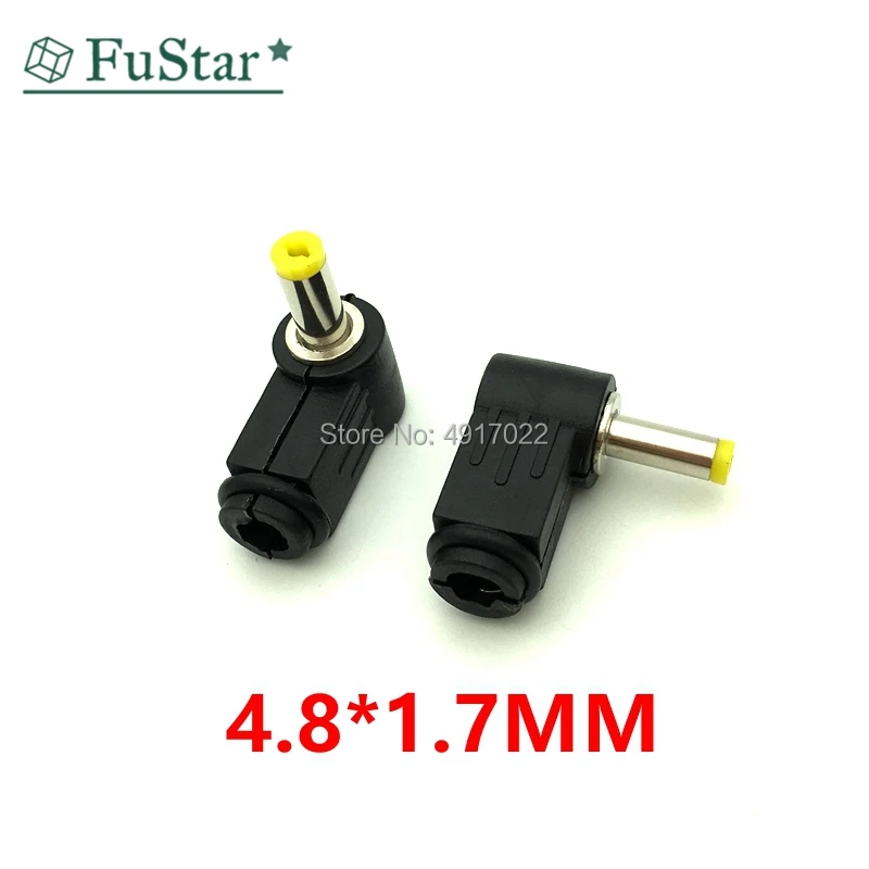 10 шт. адаптер питания постоянного тока с штекером 90 градусов Штекер 5 5x2 1 мм 4 8x1 7 0x1