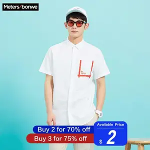 Metersbonwe мужская рубашка с коротким рукавом для мужчин, новый тренд, летняя рубашка с принтом, Гонконгский стиль, ткань Оксфорд, рубашка, мужская рубашка