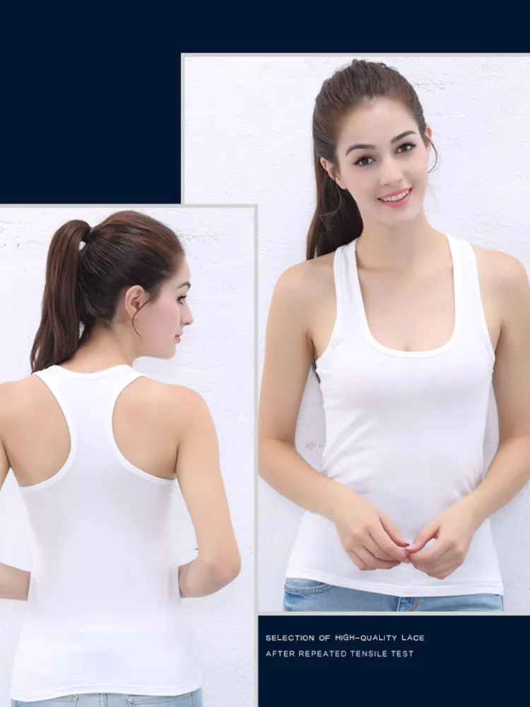 

Summer Style Soft Cotton Women Tank Top Fitness Sexy Sleeveless Sport T Shirt Elegant Lady Bottoming Tees Streetwear White Tanks
