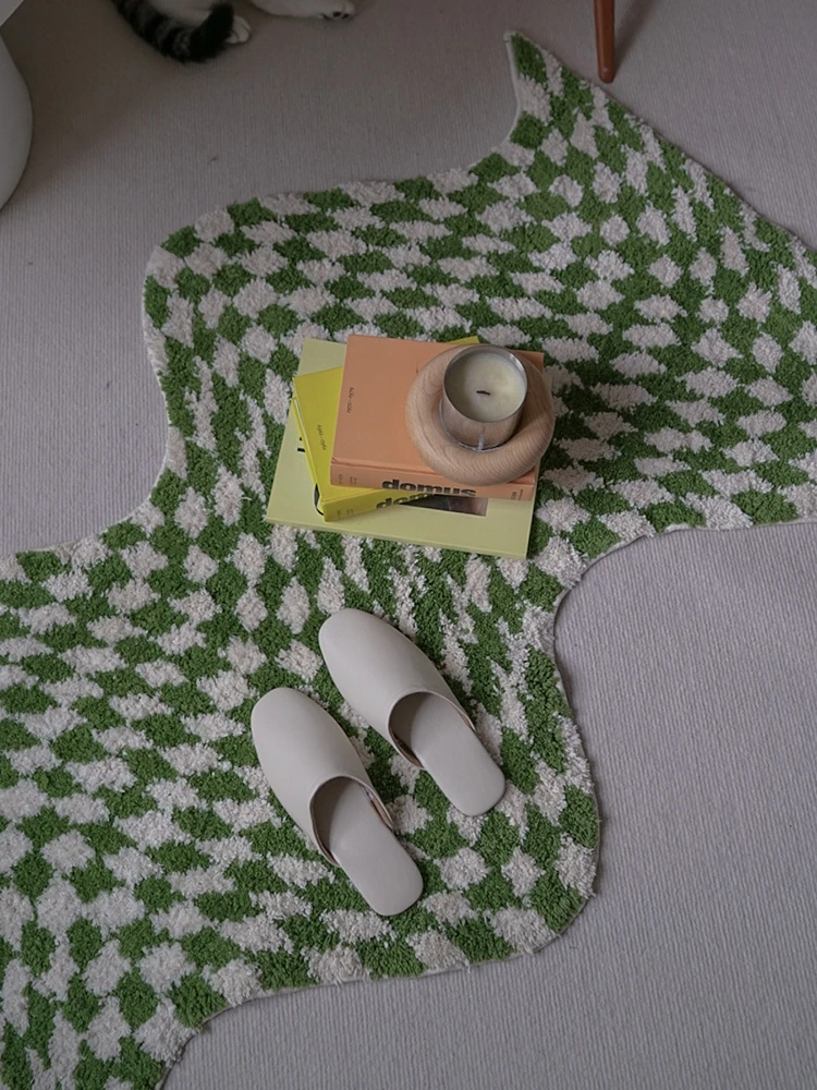 Продажа Коврик в шахматную клетку с волнистой поверхностью, оригинальный дизайн, водопоглощающий нескользящий, для ванной комнаты