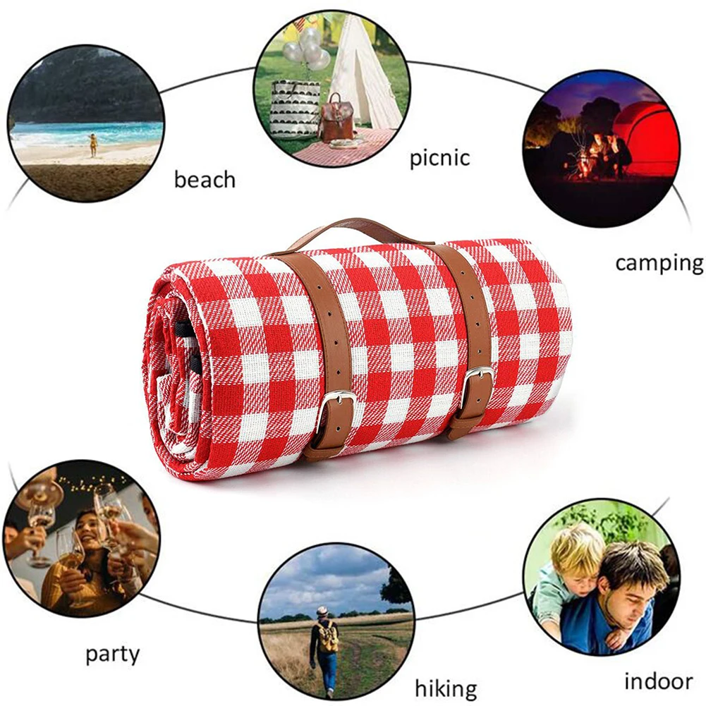

Outdoor Waterproof Blanket Camping Beach Plaid Picnic Mat Portable Camping Mat Blanket Outdoor Moisture-proof Picnic