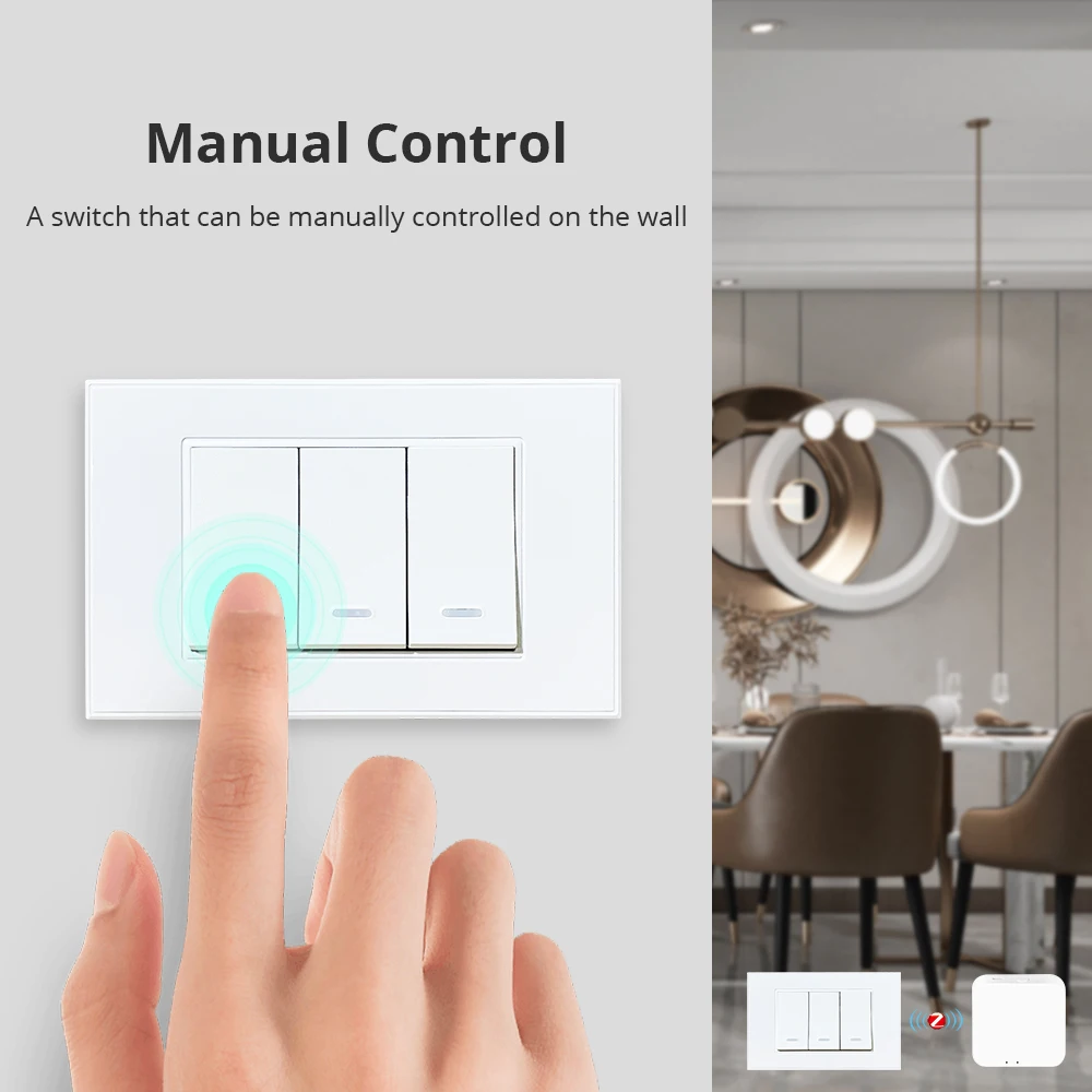 Настенный выключатель света Zemismart Zigbee 3 0 США без нейтрального 1 2 секции