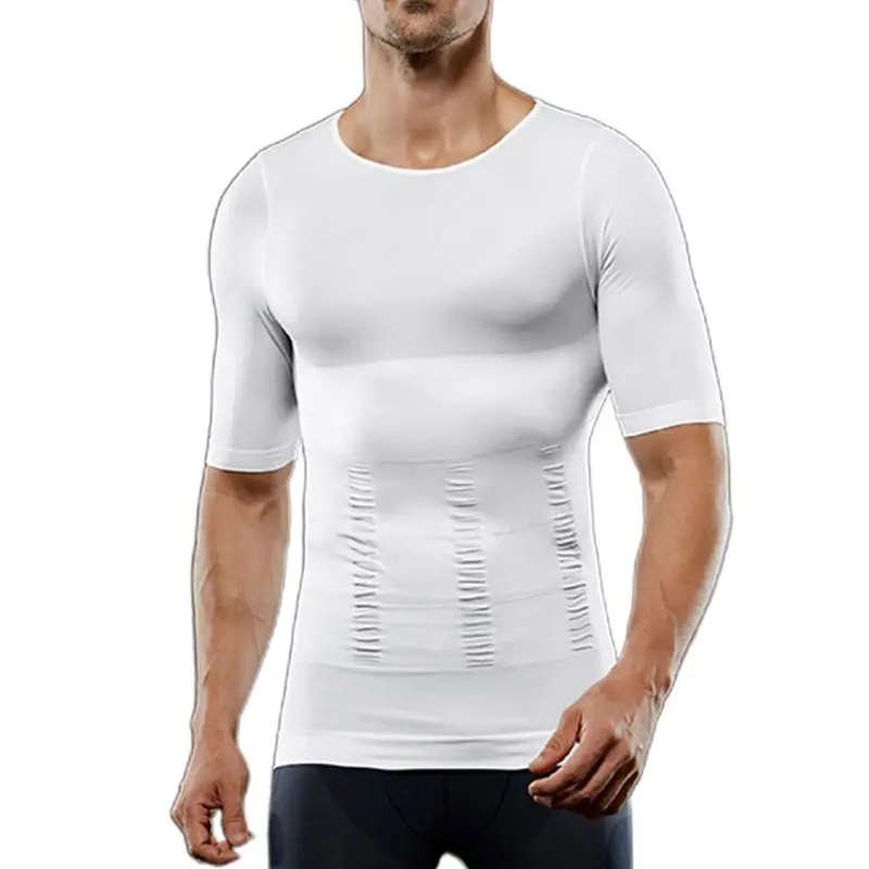 

Mens Compression T-Shirt Body Shaper Slimming Belly Corset Posture Underskirt U50C