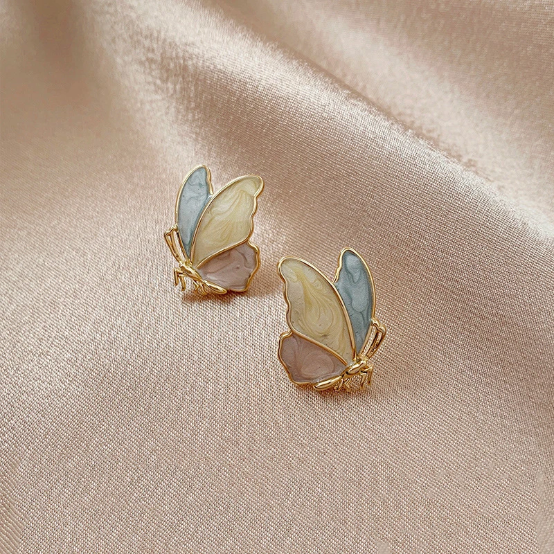 Блестящие боковые новые аксессуары Элегантные серьги гвоздики с бабочкой для