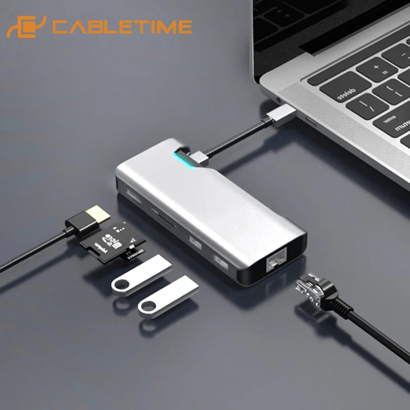 Кабель USB C концентратор к 3 0 HDMI адаптер RJ45 LAN конвертер для MacBook Pro док станция Dual Type