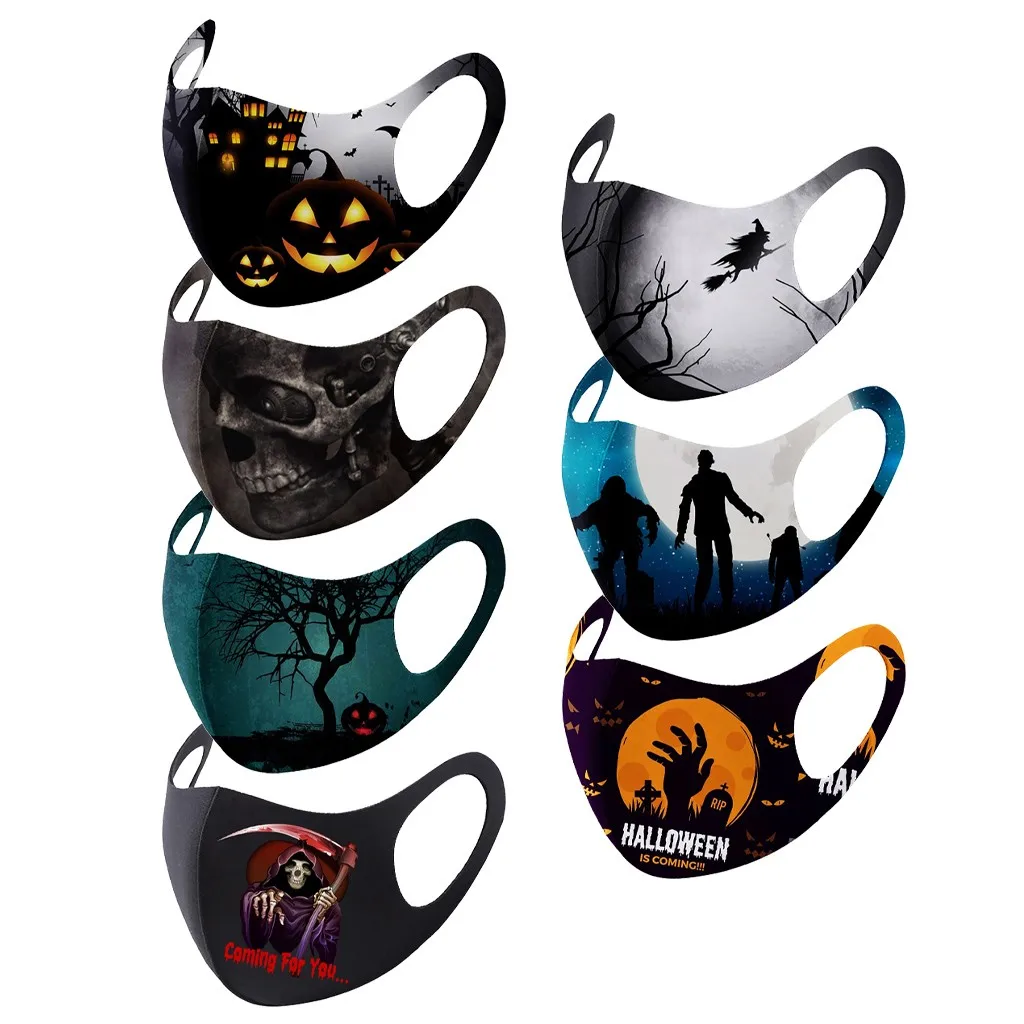 

7pc Adult Face Mask Halloween Masque Unisex Reusable Dustproof Face Mask Breathable Protection Earloop Mouth Cover Safety Mask