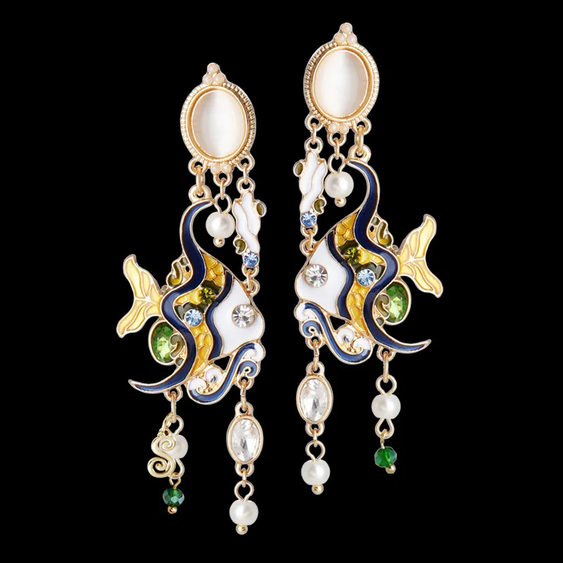 Специальные брендовые эмалевые серьги "Большой капля Длинные Винтажные украшения" подарки для женщин S1806E on.