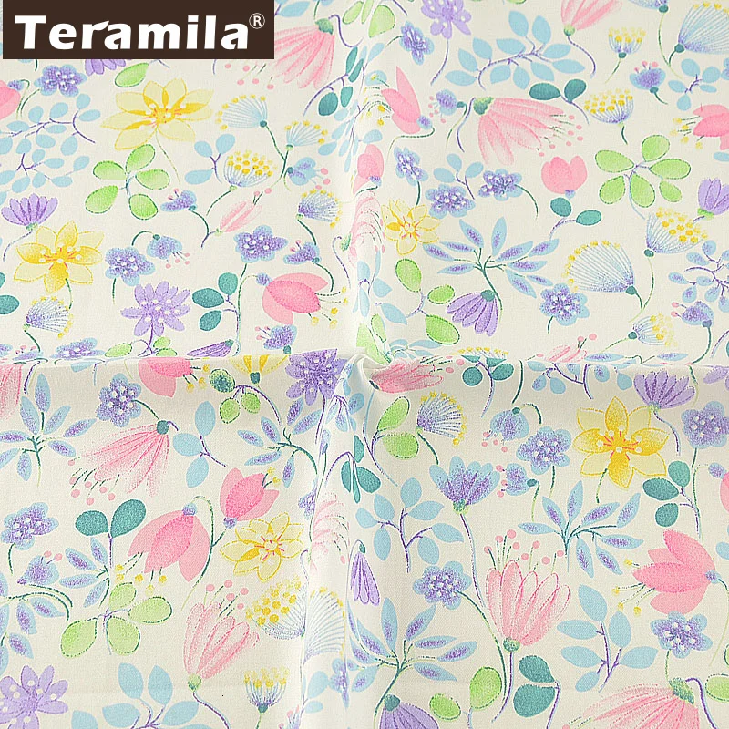 Teramila Twill хлопковая ткань с цветочным узором цветы стеганый Tecido шитье лоскутное Telas DIY Tissus Au метр Белый Скрапбукинг