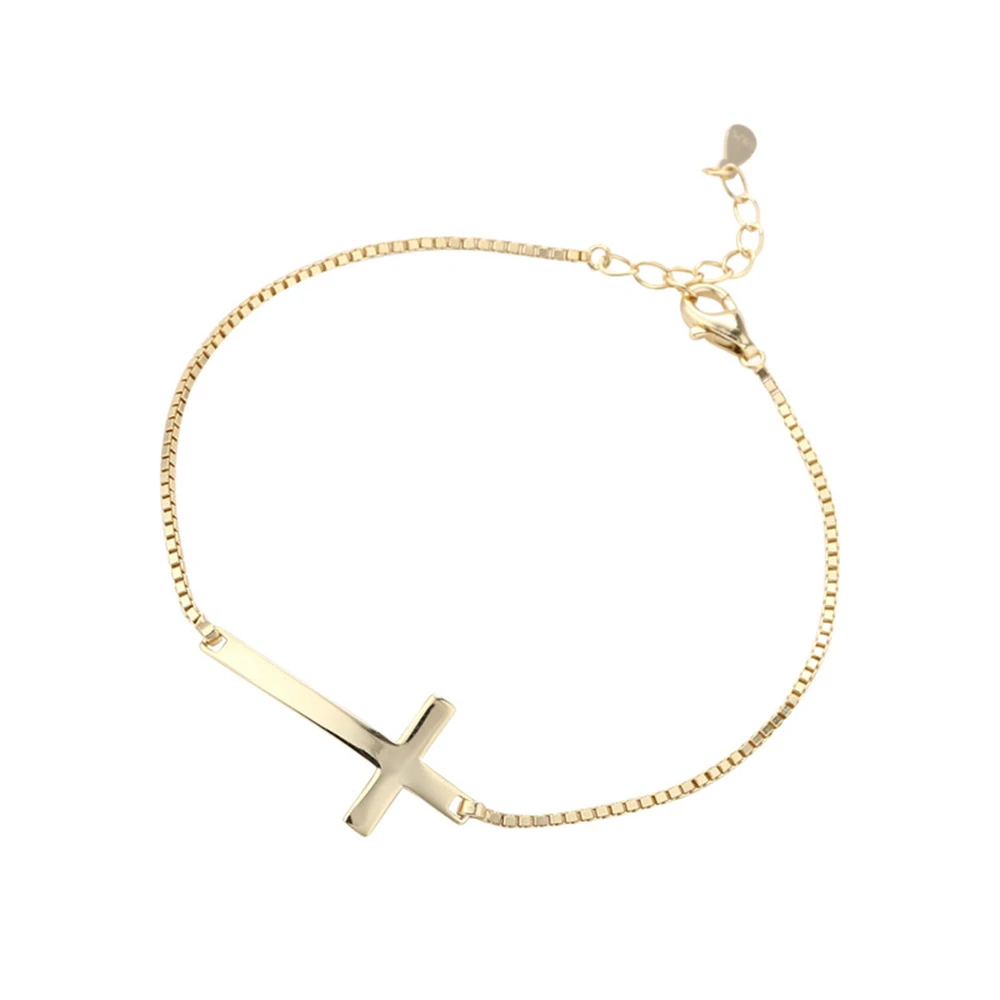 bracelet 18k золото 925 Твердое Серебро, женское ожерелье с подвеской в виде Креста Иисуса христианского, модное очаровательное ювелирное изделие, подарок на выпускной для девочки - Цвет камня: bracelet