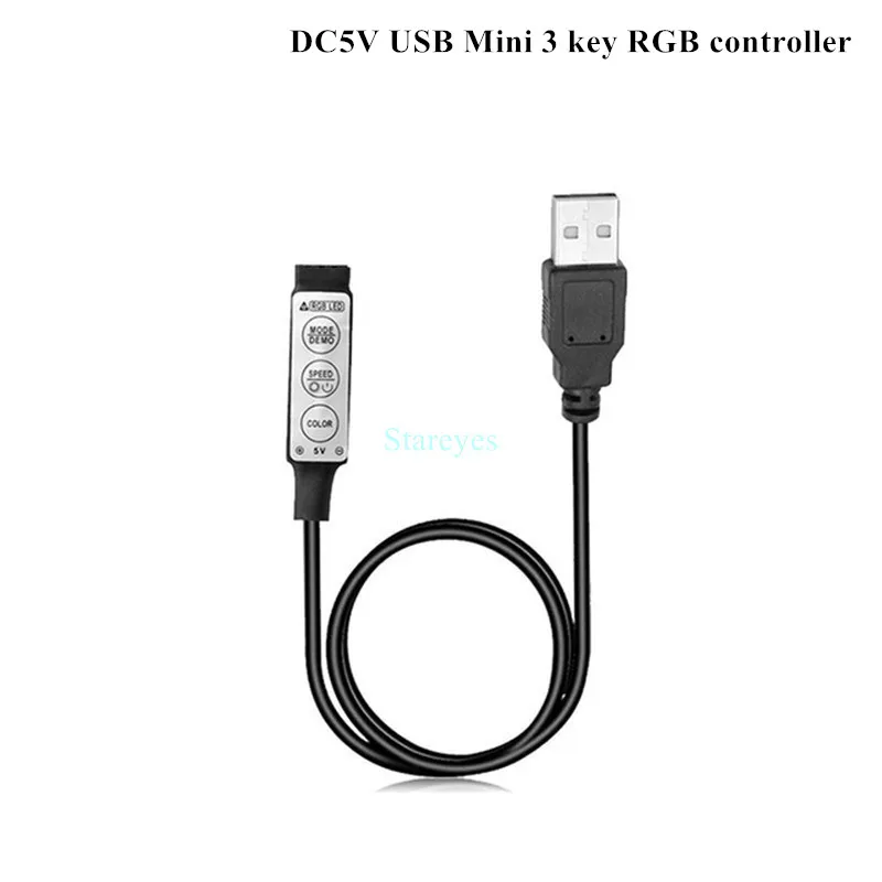 1 шт. DC5V USB светодиодный RGB контроллер мини 3Key Диммер IR 24Key RF 17key Bluetooth беспроводной