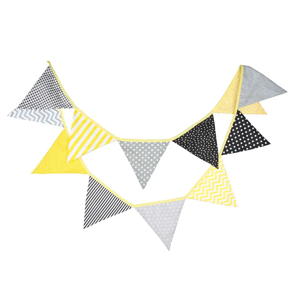 Pennant 12 Garland Flags 3.2m Cotton Bunting Banner Flags Party Decor Kids Baby Boy Girl Bunting Children’s Room Decoration images - 6