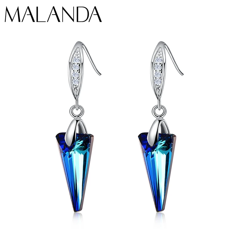 Бренд malanda Мода Спайк Кулон Серьги Кристалл от Swarovski Висячие серьги для женщин серьги-капельки с имитацией листьев ювелирные изделия подарок