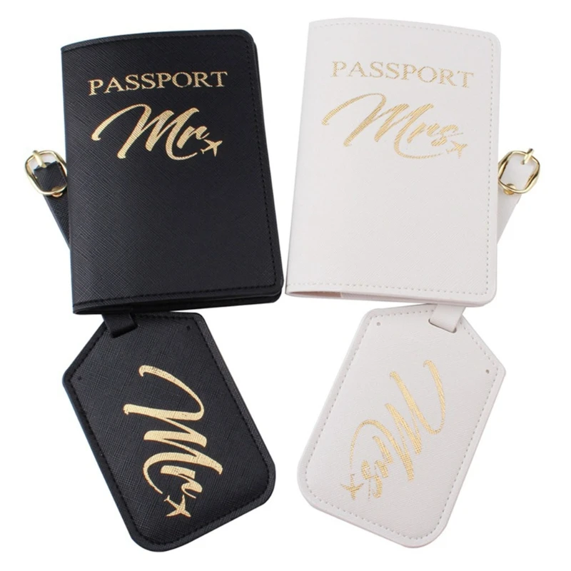 

4pcs Portable Mr Mrs Travel Passport Card Cover with Luggage Tags Holder Case