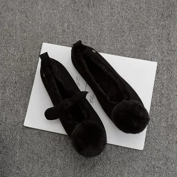 

Shoes Woman 2021 Round Toe Female Footwear Ballet Flats Casual Sneaker Loafers Fur New Winter Dress Ballerinas Moccasin Slip-on