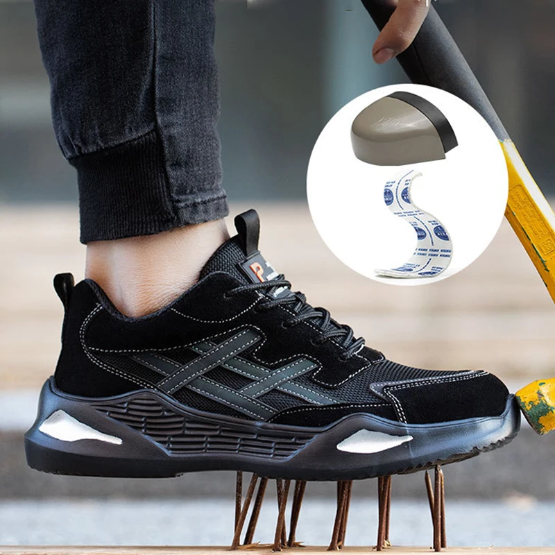 

Кроссовки рабочие мужские/женские со стальным носком, легкие дышащие, защита от ударов и проколов, Рабочая обувь