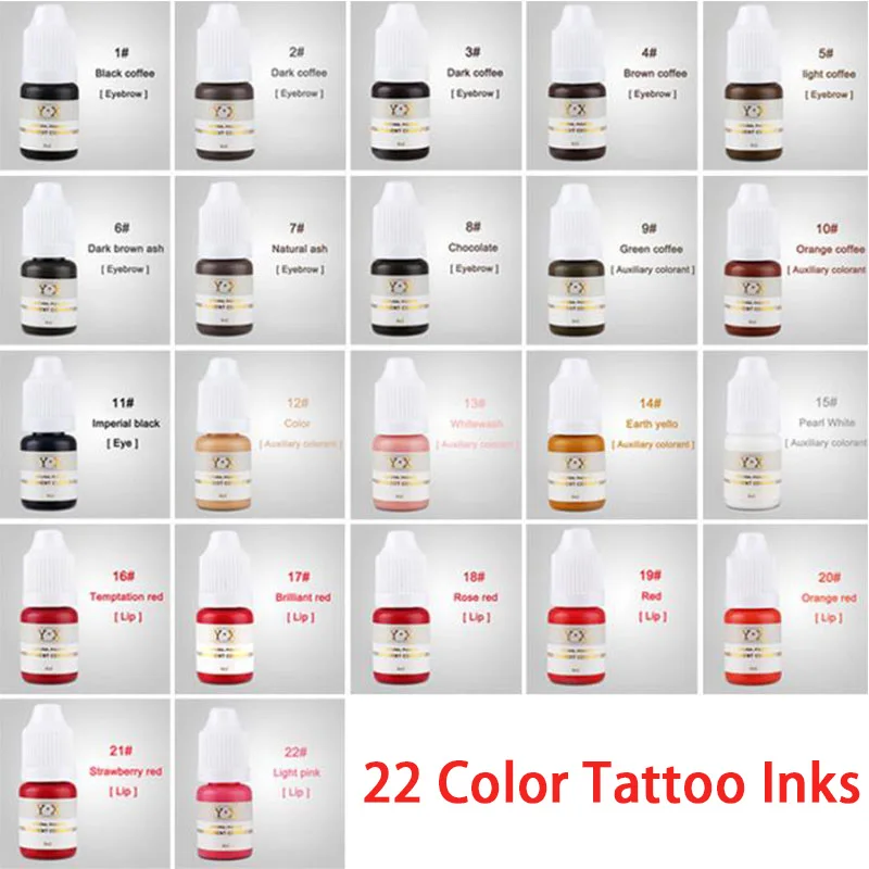 

22 Color Microblading Pigment Eyebrow/Lip/Eyeliner Embroidery Tattoo Color Inks Tattoo Printing 8ml/bottle For Permanent Makeup