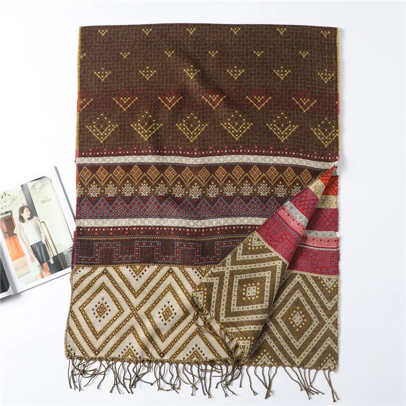 2020 винтажный зимний кашемировый шарф женские толстые теплые шали Женские