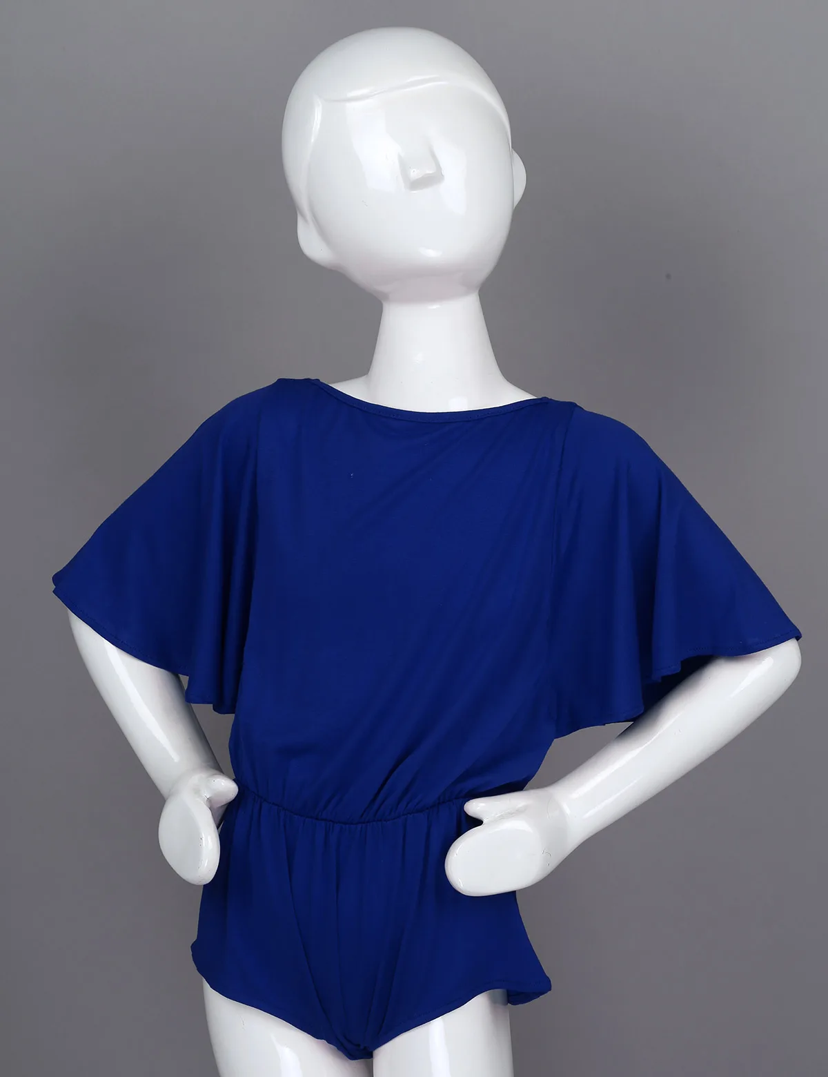 Детский свободный короткий комбинезон с рукавами летучая мышь и v образным