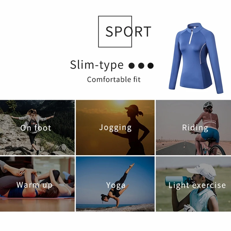 Лучшее качество водолазка на молнии женская спортивная футболка для тренировок