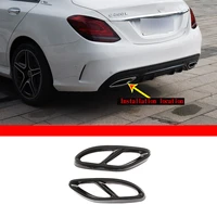 2pcs stainless steel carbon fiber exhaust pipe muffler cover trim accessories casing for benz c class b180 glc gls cls 14 2020